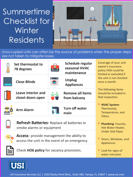 Summertime Checklist for Winter Residents poster from USI